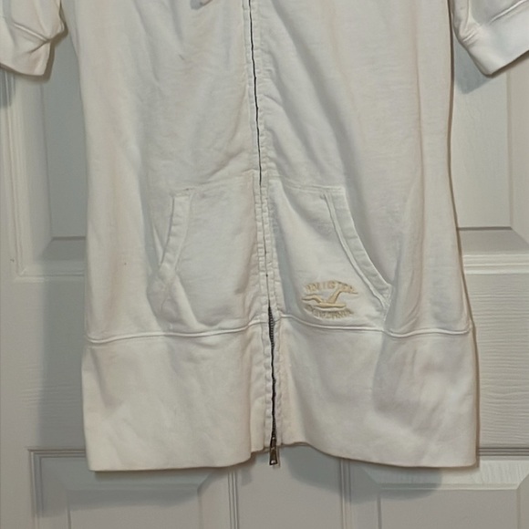 Hollister 2010s White Short-Sleeve Zip-Up Hoodie, Jacket, Medium - Picture 4 of 6